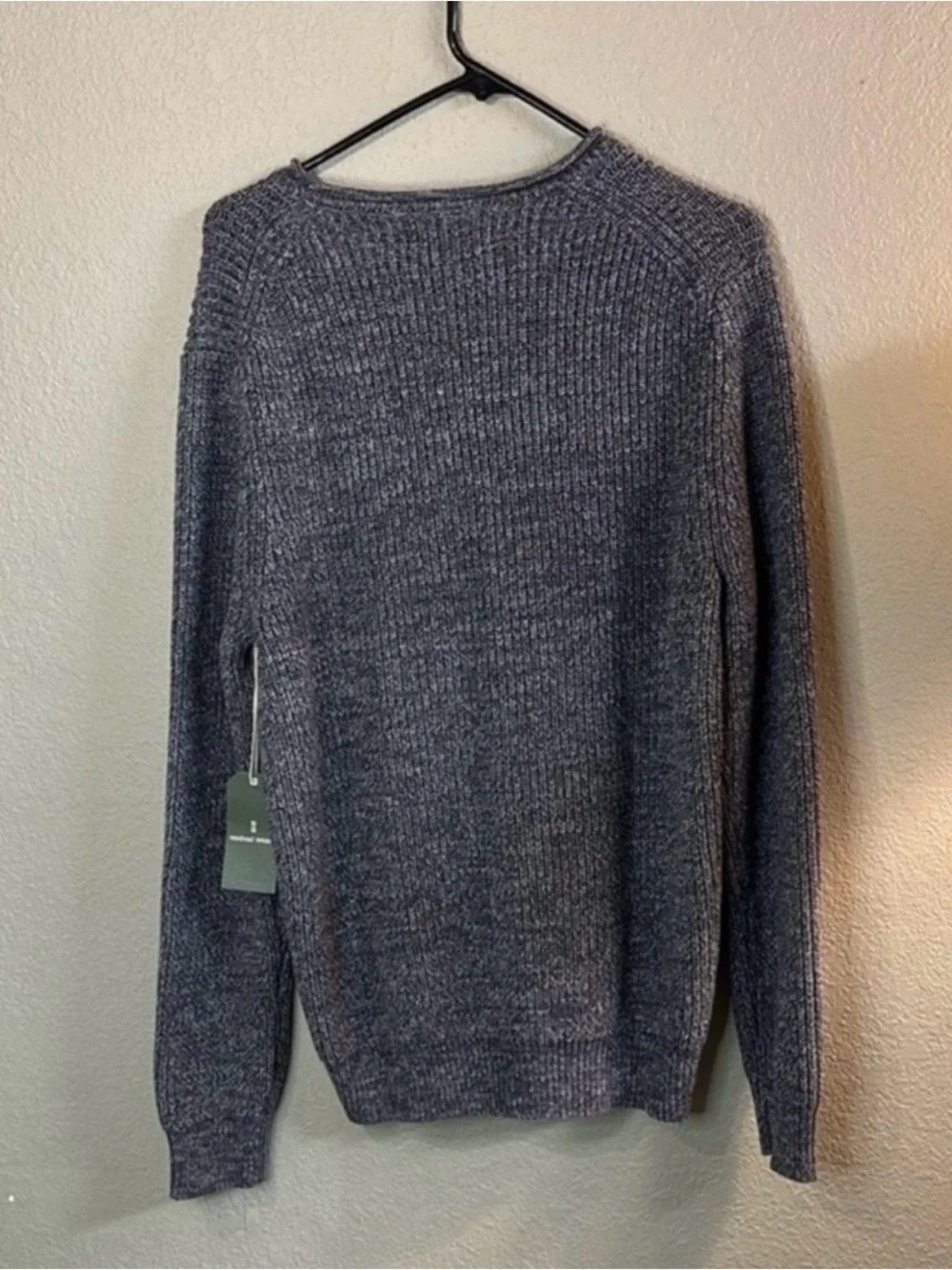 New Mutual Weave Sweater Men’s Gray Crew Neck Casual Preppy Classic Knit Size L
